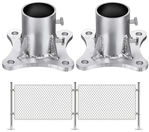 Zonon 2 1/2 Posts Chain Link Fence Post Parts (2 3/8 Od) Floor Flange, Pipe Flange Metal Galvanized Steel Round Posts, Fence Post Base Outdoor (2 Pcs)