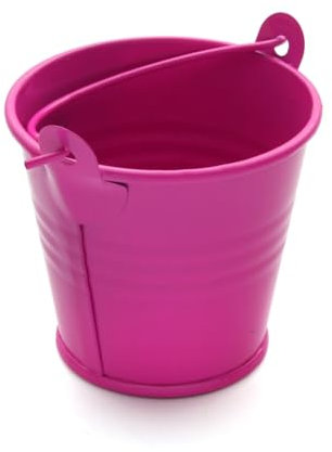 Hrlace Lot de 2 mini seaux multicolores - Mini pots de fleurs en métal - À suspendre - Pour mariage, fête, baptême, bonbons - Décoration de table avec poignée de transport - Rouge rose