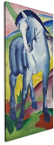 Das blaue Pferd I Gemälde von Franz Marc Panorama 100x50cm XXL Kunstdruck Motiv auf Holzrahmen/Leinwandbild/Wandbild/Wohnzimmer Dekoration