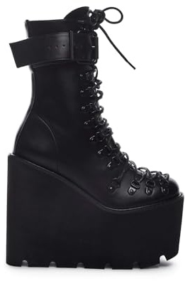 Dolls Kill Traitor Boots von Current Mood - Plateaustiefel aus veganem Leder mit Keilabsatz & Schnürdesign