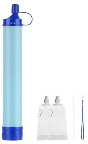 HOTUT Camping Water Filter, Personal Water Filtration Straw with Gravity Water Bag, Outdoor Water Filter, 0.01 Micron Water Filtration System Emergency Gear for Hiking, Climbing, Travel, Backpacking