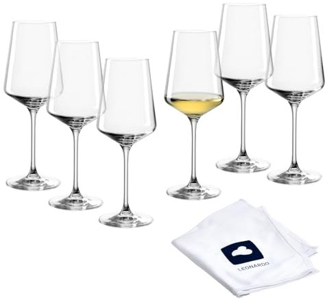 LEONARDO HOME Rieslinggläser PUCCINI (6er Set) inkl. Poliertuch • Spülmaschinenfeste Wein-Gläser (400 ml) • Stoßfest & Alltagstauglich • 040992