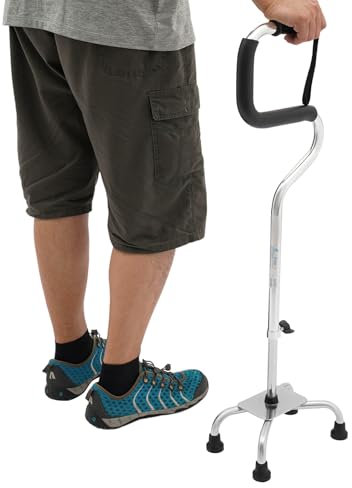 Vierfuß Spazierstock Gehstock 8 verstellbare Höhen 78-95.9 cm Stehhilfe mit 4 Basis Freistehender Stock ältere Gehhilfe für Erwachsene Senioren Links und Rechts Universell,Belastbar 136 kg