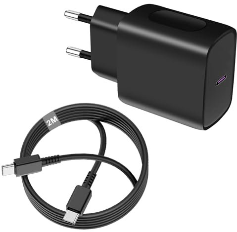 45W Chargeur USB C, Charge Rapide avec 2m câble USB C,pour Samsung Galaxy S25/S24/S23/ S22 /S21 /S21 Ultra,S20 FE, A16/A15/A14/A54/A53/A34,Chargeur Type C Secteur Adaptateur pour iPhone Huawei Xiaomi