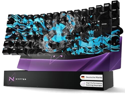 Nyfter - Premium Koi Blossom Keycaps ISO 60% und 75% Custom Keycaps ISO Layout für Mechanische Tastaturen (Blue, 75%)