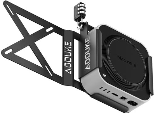 AODUKE with Combination Security lock 2024 Mac Mini M4 VESA Computer Monitor Mount Bracket for Anti-theft Server Rack Extension Plate Adapter, Compatible 75X75/100X100MM Hole distance-AJM4GS-BM