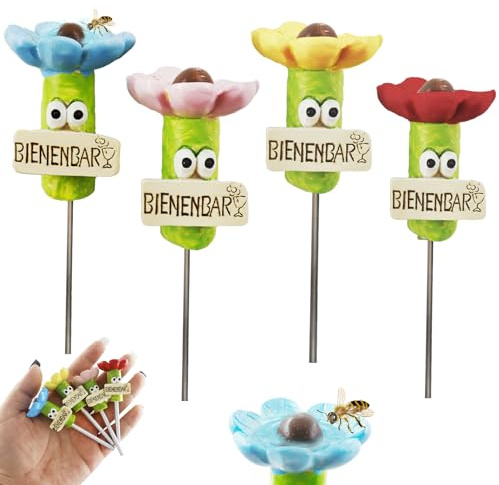 4 Stück Biene Insektentränke Harz Bienentränke in Blumenform Bee Cups Wasserschale Für Bienen, Schmetterlinge & Bestäuber Wasserstation Für Garten, Balkon & Terrasse