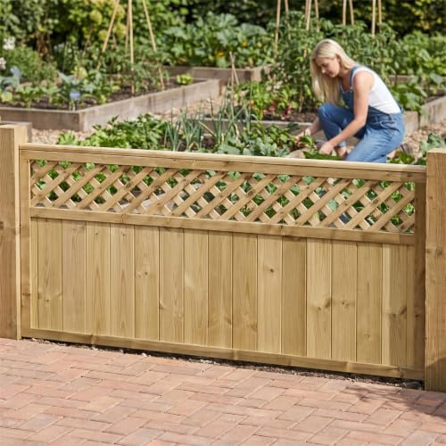 Decorative Wooden Fence Panel, 6ft x 3ft Diamond Lattice Fencing (3 Pack) | 90cm High x 183cm Wide, Contemporary Luxury Heavy Duty, Dual-Sided, Treated Timber, for Perimeter Boundary & Outdoor Privacy