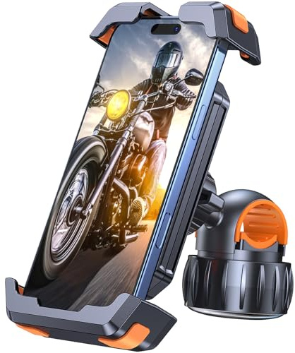Coolpow Bike Phone Holder, [1s Auto Lock & Quick Install] Motorcycle Phone Mount, 360° Rotate Handlebar phone Mount for iPhone 16 Pro Max/Plus and 4.7-6.8 Smartphones