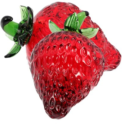MUELODSIC Kristallfrucht Ornament Erdbeere 2 Stück Rot für Tischdekoration | Lebensechte Optik, Fotorequisite und Dekofigur, Geeignet für Geburtstag, Gastronomie und Sammlung