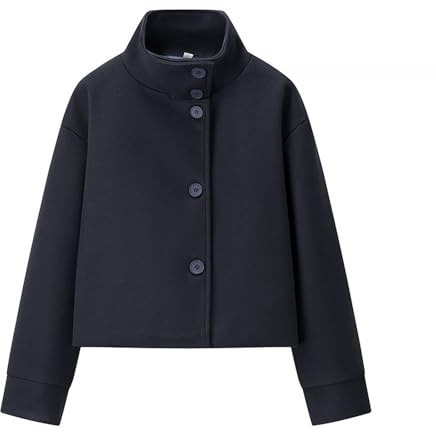 Generisch Wollmantel Damen Winter Mit Knöpfen Wintermantel Damen Kurz Warm Übergangsjacke Elegant Stehkragen Winterjacke Dicke Wolljacke Frauen Kurzmantel Wolle Trenchcoat Einfarbig Damenmantel
