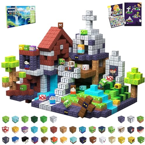 SSAWER Magnetische Bausteine,150 Teile Magnetbausteine (Zombie-Insel) | Montessori Kreative Spielzeug für Junge und Mädchen ab 3 Jahren, Magnetic Building Blocks, Geschenk für Kinder, 2cm Bauklötze