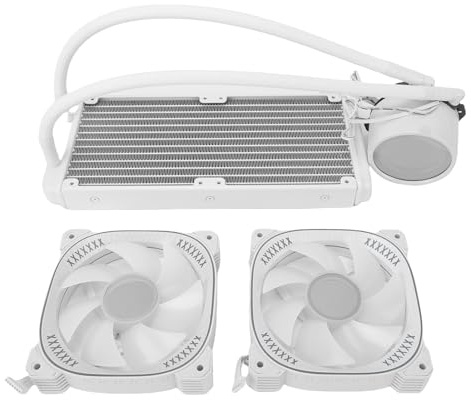 Fockety AIO CPU Cooler, Close Loop ARGB Liquid CPU Cooler with 2.2 LCD Display, 240mm Radiator, PWM Pump, AM5/AM4, LGA 1700 1851 1200 115X 1366 2011 1366 2011 2066 Contacts Frame (White)