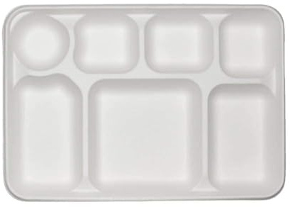 7 Compartment Heavy-Duty Plates Eco-Friendly Compostable Sugarcane Paper Plates in Pack of 25 a