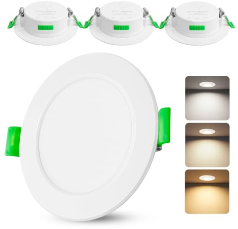 Laiebri Einbaustrahler LED 230V IP44 Bad Einbauleuchten 6W Deckenspots Flach LED Spots 75mm Einbauspots Warmweiß Neutralweiß Kaltweiß Weiß 3er Set