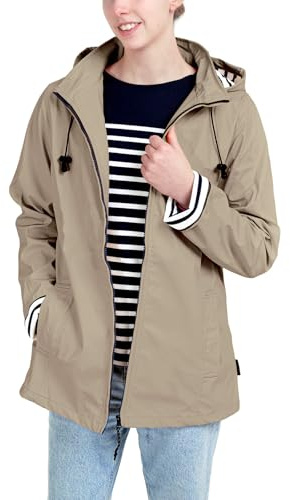 Breizh Ocean - Ciré Femme Imperméable, du XS au 4XL, Création Française ERQUY - Coupe Vent avec Coupe Ajustée et Intérieur Rayé Style Marinière - Manteau Femme