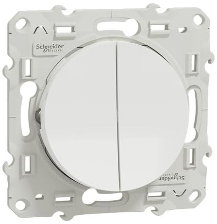 Schneider Electric S525214 - Odace, doble vaivén, 10 AX, conexión rápida, color blanco Odace, doble vaivén, conexión rápida, con garras