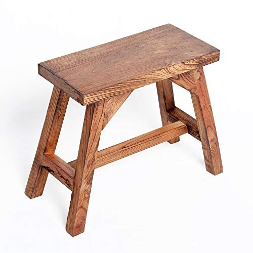 LEBENSwohnART Bank/Hocker APO Geflammt 50cm Sitzbank Holzbank Albasia Holz Dekoration Shabby