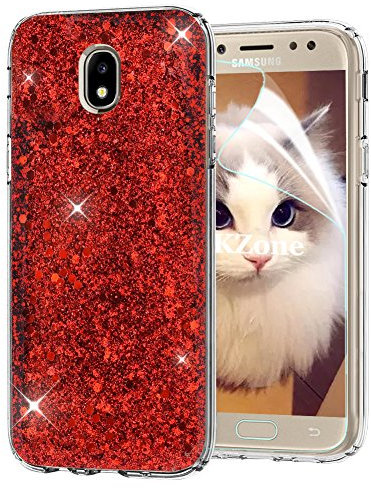OKZone Cover Samsung Galaxy J5 2017, Custodia Lucciante con Brillantini Glitters Ultra Sottile Design Case Cover di Alta qualità in Silicone TPU Bumper Cover per Samsung Galaxy J5 2017 (Rosso)