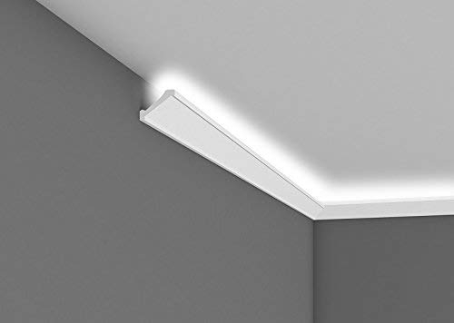 Mardom | Stuckleiste MD368 | 50 x 53 x 2000 mm | Weiß | Deckenleiste | LED Lichtleiste | Modern