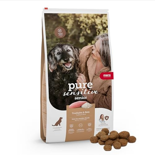 MERA pure sensitive Truthahn & Reis Senior, Hundefutter trocken für den sensiblen Hund, Trockenfutter aus Truthahn und Reis, gesundes Futter für ältere Hunde, ohne Weizen (4 kg)