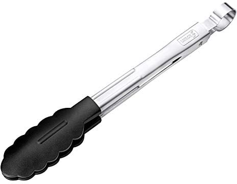Lurch 33427 All-in-One Zange mit Antihaft Enden / Küchenzange aus Edelstahl und hitzebeständigem Nylon, 24cm, Silber,schwarz