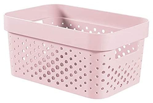 CURVER Panier de rangement Infinity 4,5L Recyclé - Rangement Multiusage, Empilable et Emboîtable - 26 x 17,5 x 12,3 cm - Rose