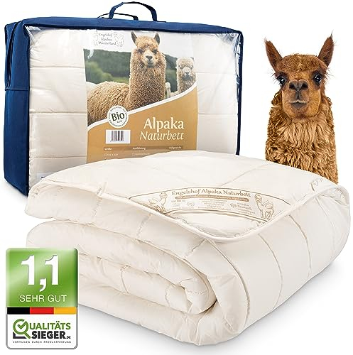 Engelshof Alpaka Bettdecke 4 Jahreszeitendecke Ganzjahresdecke ganzjährig Alpaka Decke 135 x 200 Kamelhaardecke 135x200 Schafwolle Lama Decke Kamelhaar Wolldecke Alpaka 700g-2.100g Decke Alpaka Wolle
