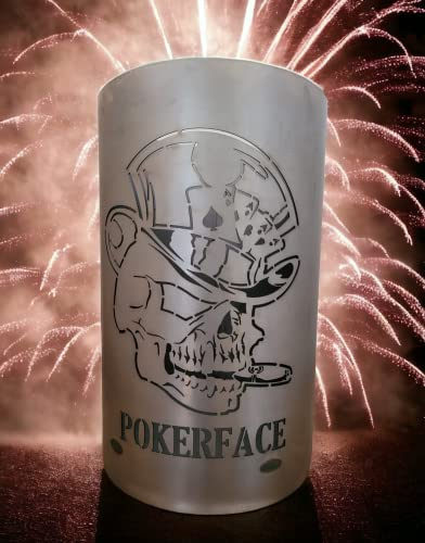 TiKo-Design Feuertonne - Lagerfeuertonne - Feuerkorb mit Pokerface Motiv – Verleihen Sie Ihrem Garten EIN besonderes Ambiente für unvergessliche Abende mit ihren Freunden