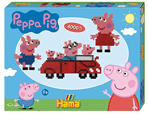 Hama Perlen 7952 Geschenk-Set Peppa Wutz mit ca. 4.000 bunten Midi Bügelperlen mit Durchmesser 5 mm, Motivvorlage und 2 Stiftplatten, inkl. Bügelpapier, kreativer Bastelspaß für Groß und Klein
