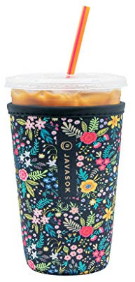 Sok It Java Sok Reusable Neoprene Insulator Sleeve for Iced Coffee Cups (English Garden Picnic, Medium: 24-28oz)