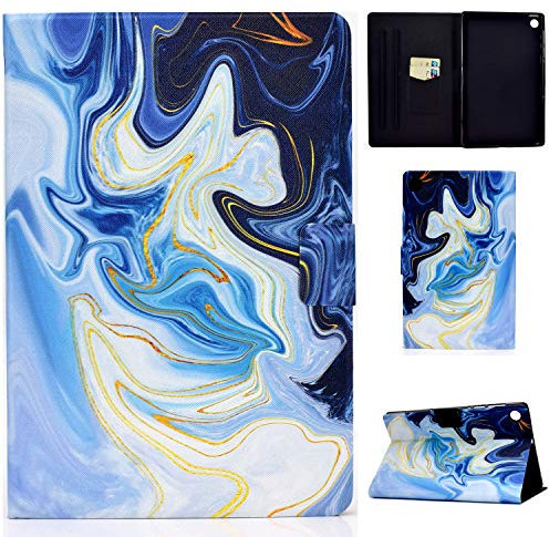 CaseFun Funda para Lenovo Tab M10 Plus 10.3 Funda Protectora para Tableta Folio Delgada y Liviana con Soporte abatible Portatarjetas Lenovo Tab M10 FHD Plus TB-X606F 10.3 Funda (mármol Azul)