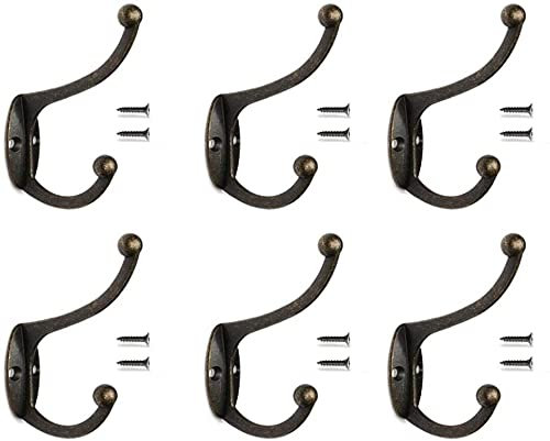 AILANDA 6Pcs Patere Porte Manteau 10x7.5cm Patère Porte Manteau Mural Vintage Noir Porte-Manteau Crochet Rétro en Acier Crochet de Porte Métal pour Accrochez Chapeaux Manteaux Sacs à Dos