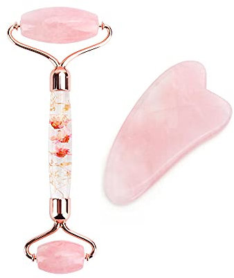 Visage Massage Jade Rouleau Rose Quartz Natural Stone Crystal-Single Set no Box