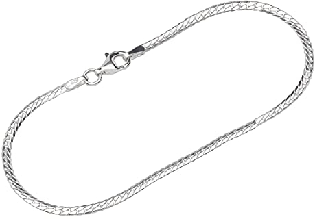 NKlaus Armband 925 Sterling Silber 19cm Panzerkette flach und gedreht Damen Armkette 12590