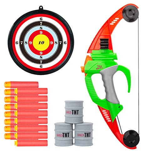 HIDMED Pfeil und Bogen Kinder Bogenschießen Schießspiele Set mit 16 Darts Pfeile,3 Foam Target Archery Geschenk für Jungen und Mädchen