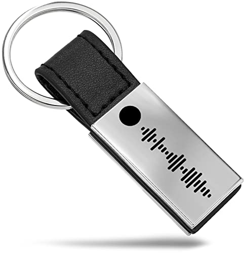 Mister Boncuk® Schlüsselanhänger mit Musik Code - Personalisierbar mit Wunschsong - Personalisierter Song Gravur Schlüsselanhänger mit Geschenkbox (Matt Silber)