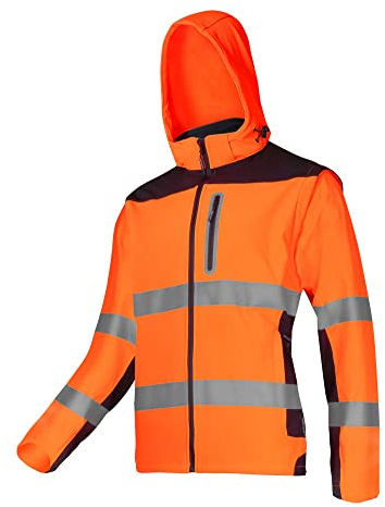 Lahti PRO Warnschutz-Jacke Softshell Arbeitsjacke | Größe: S | Farbe: Neonorange | Warnschutz-Pilotenjacke | Warnjacke | Berufsjacke | Schutzjacke | Herrenjacke mit reflektierenden Streifen