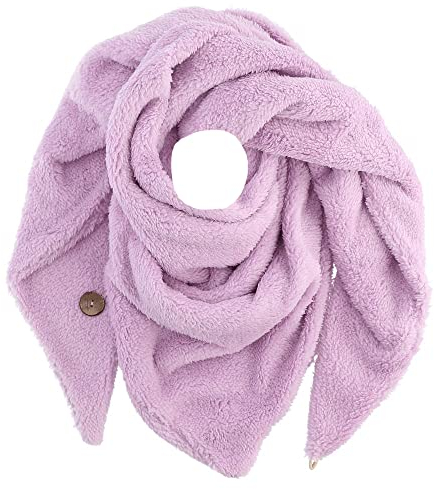 FASHION YOU WANT Damen KuschelSchal, Teddyfell Baumwolle Dreieckstuch Frauen Winterschal Herbstschal Warm Dreieck Schal Halstuch Scarf (flieder)