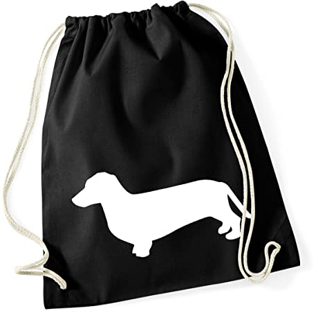 Huuraa Turnbeutel Dackel Silhouette Geschenk 12 Liter Black Baumwolle Dackel Präsent