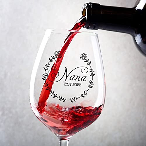 Rimego Lot de 2 verres à vin rouge « Promoted to Nana » - 325 ml - Verres à vin en cristal - Verres à vin rouge