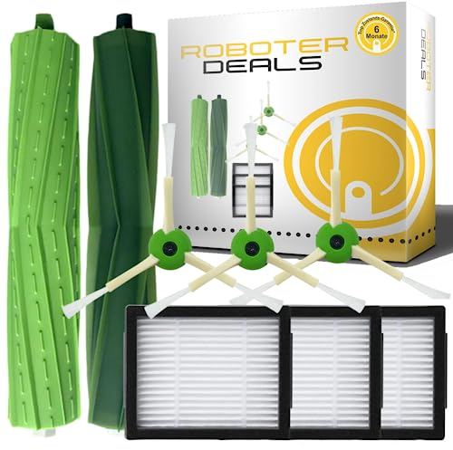 ROBOTER DEALS Set di accessori, kit di ricambio per iRobot Roomba i5 e i5 Plus (3 spazzole laterali, 3 filtri, 2 spazzole principali) robot aspirapolvere
