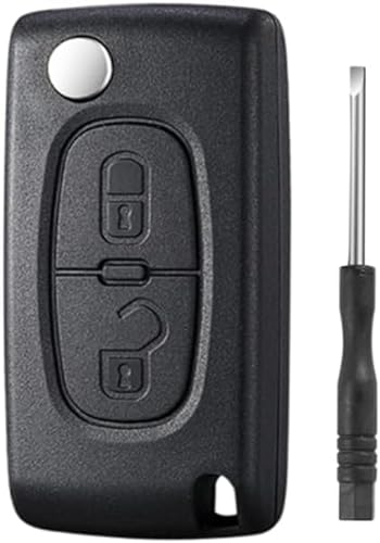 Betterher Coque de clé 2-Boutons Télécommande compatibles avec Citroën C2 C3 C4 C5 C6 C8 Xsara,Peugeot 107 206 207 307 307S 308 407 607 2BT avec Fente de Batterie Les Lames Ont des rainures
