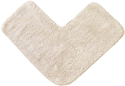 Allure Tapis de douche d'angle – 100 % coton en forme de L ultra doux et absorbant (pierre)