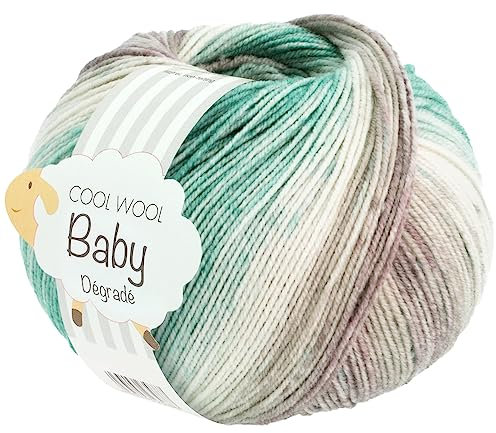 LANA GROSSA Cool Wool Baby Degrade | 100% Schurwolle Merino, filzfrei | Handstrickgarn aus 100% Schurwolle (Merino) | 50g Wolle zum Stricken & Häkeln | 220m Garn FB 525