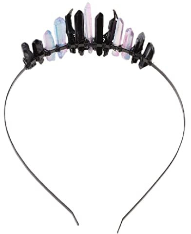 KLOVA Hochzeits-Brautschmuck, Tiara, Stirnband, mehrfarbig, für Quarz, Kristall, Krone, Haarreif, Retro, Antik-Mond, handgefertigt, Halloween-Hexen-Kopfschmuck