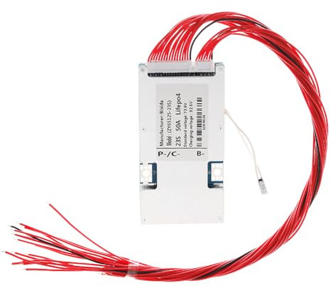 Bisida 23S BMS 72V 50A Lifepo4 Battery Management System PCB Protection Board with Balance Wire and NTC,Ten Functional protections, Common Port, for Lifepo4 Battery Pack (23S 72V 50A)