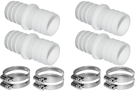 Alnicov 4er-Set Schlauchverbinder 32 mm bis 38 mm Durchmesser mit universellen Edelstahl-Schlauchklemmen, Pool-Schlauchadapter