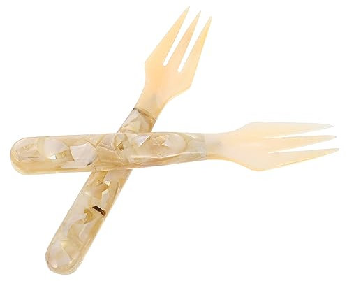 BESTonZON 2pcs Shell Food Forks Stylish Dessert Cake Forks for Dining Tableware for Cakes Seafood and Meatballs Smooth Finish for Easy Cleaning for Home Restaurant and Parties