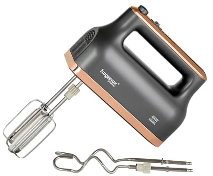 HAGENUK Handmixer | 400 Watt | 5 Geschwindigkeitsstufen plus Pulse | verchromtes Zubehör